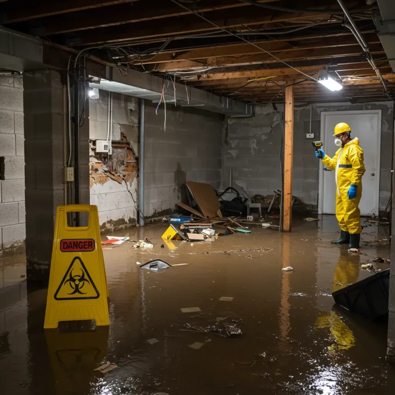 Flooded Basement Electrical Hazard in Graham, NC Property